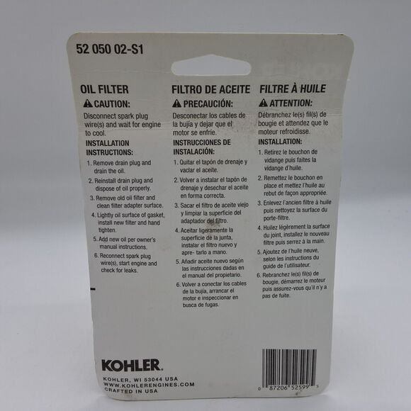 Kohler LARGE-CAPACITY SPIN ON REPLACEMENT Premium OIL FILTER #5205002S1 M18 CH11 - Picture 6 of 16